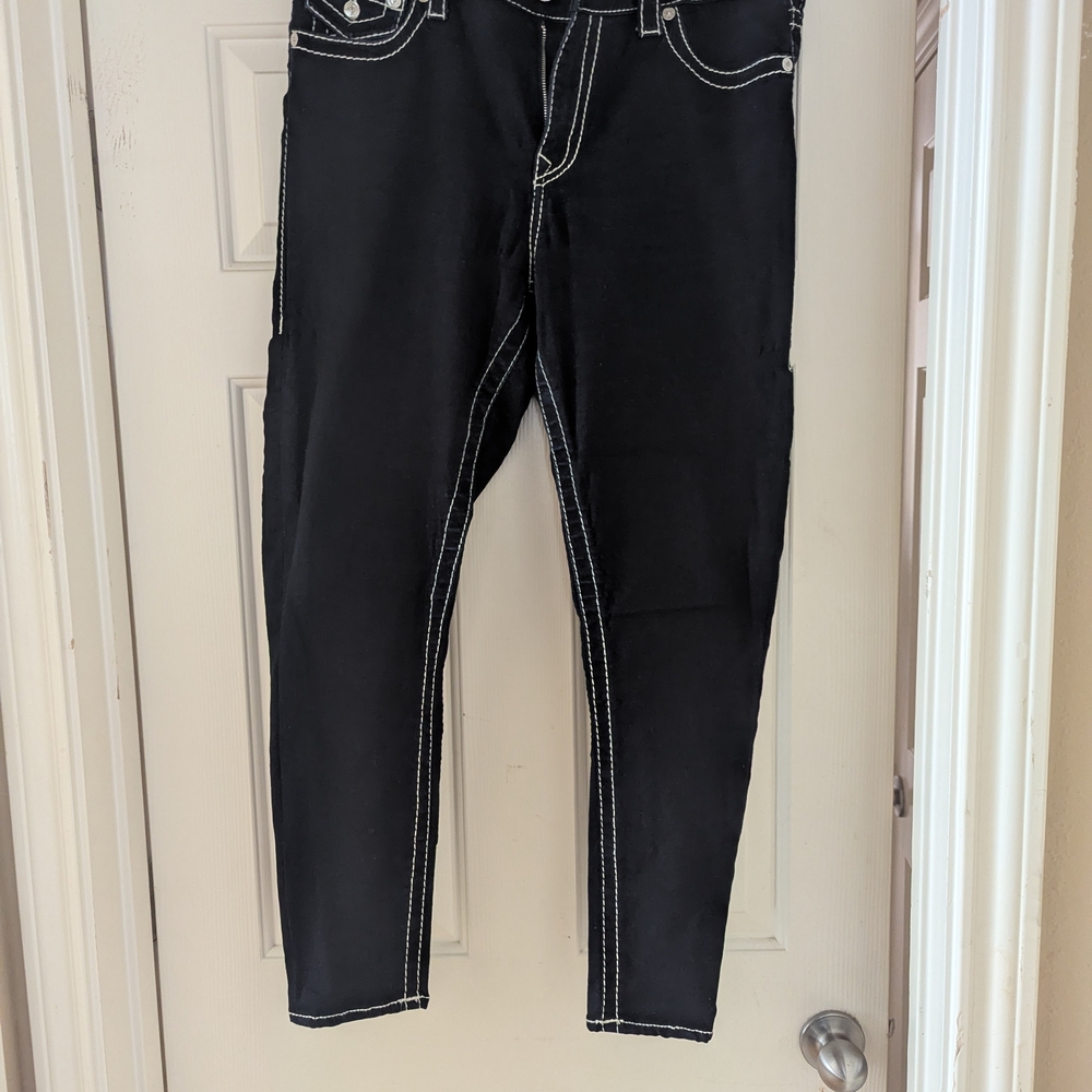 True Religion Dark Skinny Jeans with Contrast Stitching
